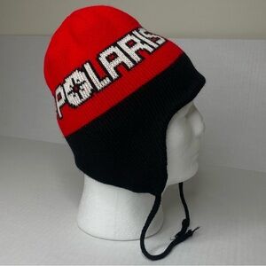 Vintage Polaris Knit Snowmobile Winter Hat Cap Beanie 80s 90s Made In USA